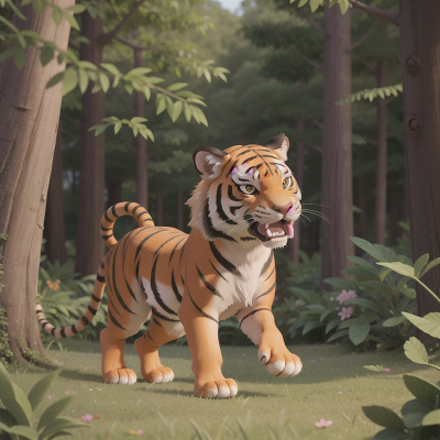 Image For Post Anime, tiger, virtual reality, elf, forest, circus, HD, 4K, AI Generated Art