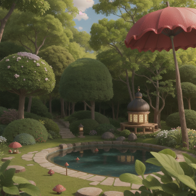 Image For Post Anime, umbrella, submarine, fairy dust, garden, forest, HD, 4K, AI Generated Art