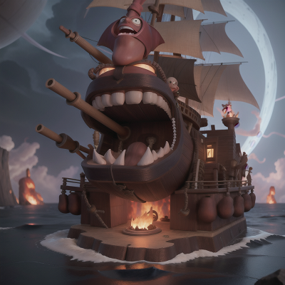 Image For Post Anime, magic portal, laughter, tornado, pirate ship, anger, HD, 4K, AI Generated Art