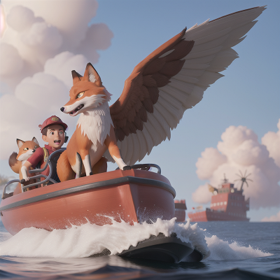 Image For Post Anime, fog, fox, boat, phoenix, firefighter, HD, 4K, AI Generated Art