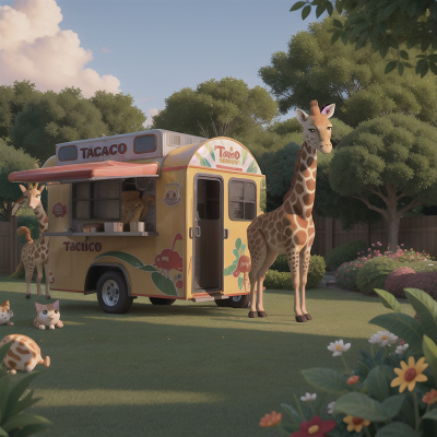 Image For Post Anime, taco truck, giraffe, cat, garden, fish, HD, 4K, AI Generated Art