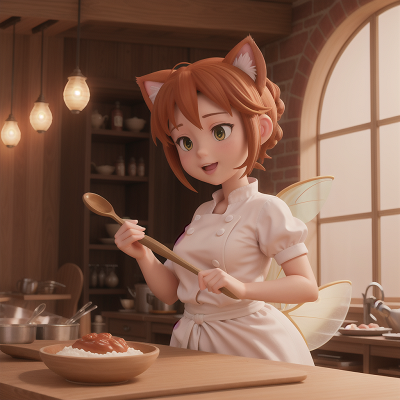 Image For Post Anime, chef, romance, cat, sandstorm, fairy dust, HD, 4K, AI Generated Art