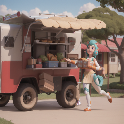 Image For Post Anime, centaur, accordion, taco truck, robotic pet, bird, HD, 4K, AI Generated Art