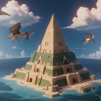 Image For Post Anime, pyramid, success, shield, pterodactyl, underwater city, HD, 4K, AI Generated Art