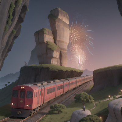 Image For Post Anime, train, cave, laughter, skyscraper, fireworks, HD, 4K, AI Generated Art