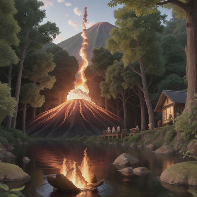 Image For Post Anime, wormhole, river, forest, coffee shop, volcanic eruption, HD, 4K, AI Generated Art