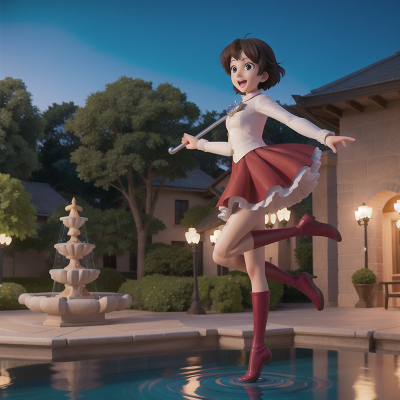 Image For Post Anime, fountain, umbrella, knights, crystal, jumping, HD, 4K, AI Generated Art