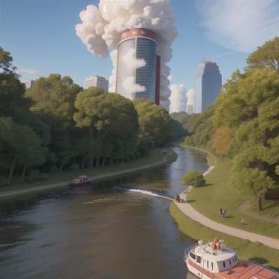 Image For Post Anime, river, hail, map, firefighter, skyscraper, HD, 4K, AI Generated Art