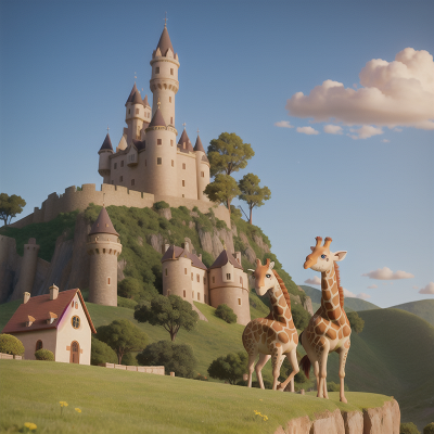Image For Post Anime, telescope, chef, medieval castle, giraffe, village, HD, 4K, AI Generated Art