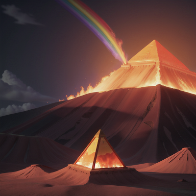 Image For Post Anime, volcano, pyramid, drought, rainbow, golden egg, HD, 4K, AI Generated Art
