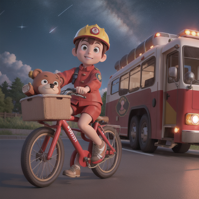 Image For Post Anime, meteor shower, firefighter, bear, bicycle, bus, HD, 4K, AI Generated Art