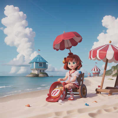 Image For Post Anime, beach, crystal, sled, umbrella, circus, HD, 4K, AI Generated Art