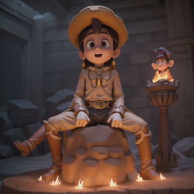 Image For Post Anime, treasure, ghostly apparition, sphinx, cowboys, lava, HD, 4K, AI Generated Art