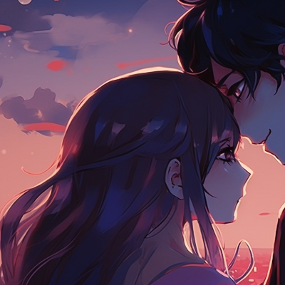 Image For Post | Two characters in a twilight setting, cool blues and purples, sharing an intimate conversation. romantic anime couples matching pfp pfp for discord. - [anime couples matching pfp, aesthetic matching pfp ideas](https://hero.page/pfp/anime-couples-matching-pfp-aesthetic-matching-pfp-ideas)