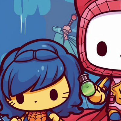 Image For Post | Hello Kitty and a superhero, with a dreamy background and clean linework. hello kitty and superheroes matching pfp pfp for discord. - [matching pfp hello kitty, aesthetic matching pfp ideas](https://hero.page/pfp/matching-pfp-hello-kitty-aesthetic-matching-pfp-ideas)