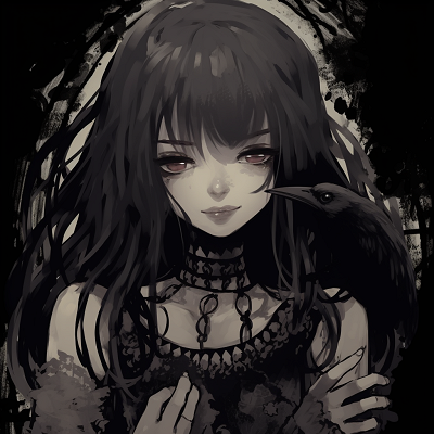 Image For Post | A gothic anime girl portrayed under moonlight, showcasing the depth and contrast common in gothic art styles. majestic gothic anime girl pfp - [Gothic Anime PFP Gallery](https://hero.page/pfp/gothic-anime-pfp-gallery)