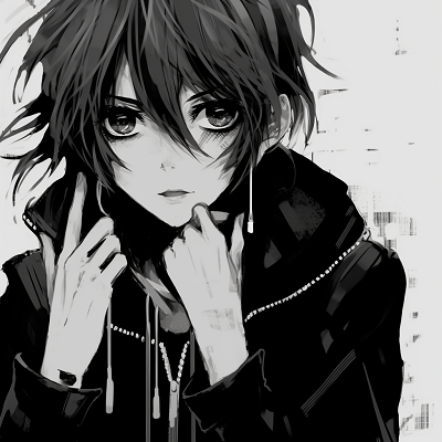 Image For Post | An anime character illustration characterized by smudged ink technique, enhancing the grunge style. grunge anime black and white pfp - [anime black and white pfp collection](https://hero.page/pfp/anime-black-and-white-pfp-collection)