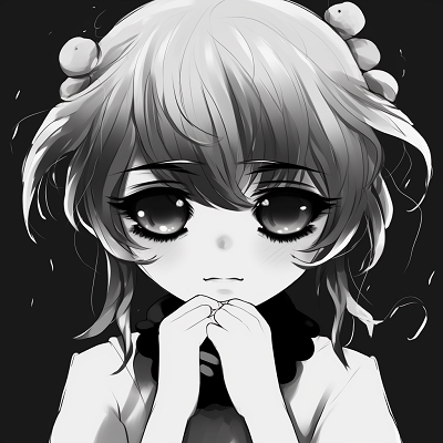 Image For Post | Chibi anime character designed in grayscale, detailed expression and round, oversized features. kawaii anime black and white pfp - [anime black and white pfp collection](https://hero.page/pfp/anime-black-and-white-pfp-collection)
