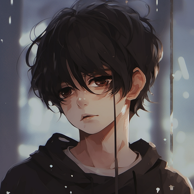 Image For Post | Close view of an anime boy lost in thought, visual emphasis on his melancholic eyes. anime boy sad pfp - [Sad PFP Anime](https://hero.page/pfp/sad-pfp-anime)