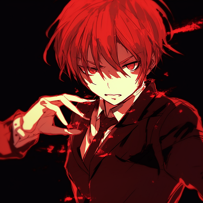 Image For Post | Karma Akabane from Assassination Classroom in action pose, showcasing his red hair and suit. red anime pfp for boys - [Red Anime PFP Compilation](https://hero.page/pfp/red-anime-pfp-compilation)