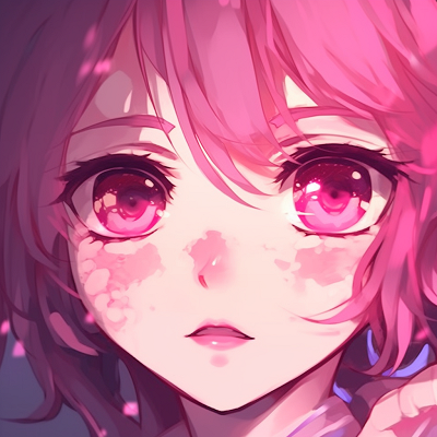Image For Post | A focus on anime character's eyes, use of dark pink and violet shades to create a twilight effect. dark tones in pink anime pfp - [Pink Anime PFP](https://hero.page/pfp/pink-anime-pfp)