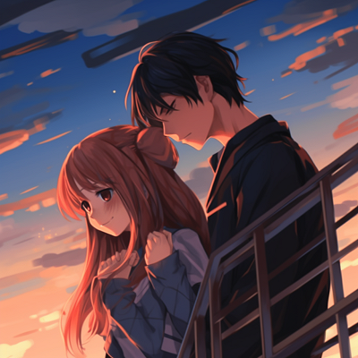 Image For Post | Anime couple on the school rooftop, dynamic lines and vibrant hues. romantic anime couple pfp - [Anime Couple pfp](https://hero.page/pfp/anime-couple-pfp)