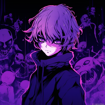 Image For Post | Kaneki Ken from Tokyo Ghoul highlighted by a powerful violet light, attention to detailed shades. top-notch purple anime wallpapers - [Expert Purple Anime PFP](https://hero.page/pfp/expert-purple-anime-pfp)