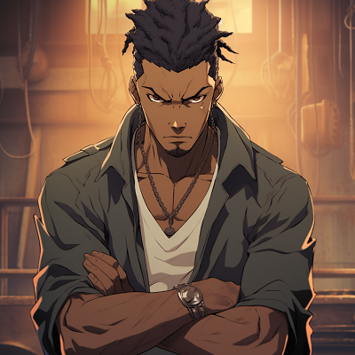 Image For Post | Dutch from Black Lagoon at the helm, detailed background and strong contrast. enticing male black anime characters pfp - [Amazing Black Anime Characters pfp](https://hero.page/pfp/amazing-black-anime-characters-pfp)