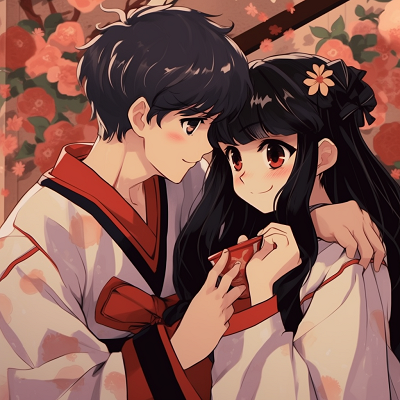 Image For Post | Inuyasha and Kagome gazing at each other, focus on the expressions and vibrant colors. ultimate relationship goal: matching anime pfp for lifelong couples - [Boosted Selection of Matching Anime PFP for Couples](https://hero.page/pfp/boosted-selection-of-matching-anime-pfp-for-couples)