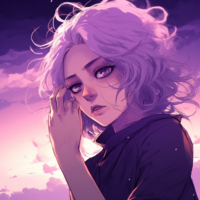 Image For Post | Intense look captured at dusk, the character's elegance highlighted by soft blending of purple and pink shades. anime purple pfp beauties pfp for discord. - [Anime Purple PFP Collection](https://hero.page/pfp/anime-purple-pfp-collection)