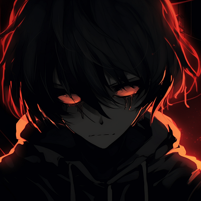 Image For Post | A profile of an anime character in darkness, eyes radiating with intense color. unique black pfp anime pfp for discord. - [Black PFP Anime Collections](https://hero.page/pfp/black-pfp-anime-collections)