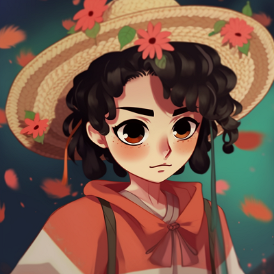 Image For Post | Manga version of Frida Kahlo, clean lines and distinct style. mexican anime pfp arts pfp for discord. - [Mexican Anime Pfp Collection](https://hero.page/pfp/mexican-anime-pfp-collection)