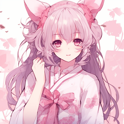 Image For Post | Serene looking anime character with pink elements, tranquil expressions and pastel color palette. adorable pink anime girl pfp images pfp for discord. - [Pink Anime Girl PFP Gallery](https://hero.page/pfp/pink-anime-girl-pfp-gallery)