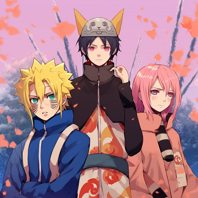 Image For Post | A cohesive shot of Naruto, Sasuke, and Sakura, highly contrasting hues and sharp lines. matching anime trio pfp pfp for discord. - [Anime Trio PFP](https://hero.page/pfp/anime-trio-pfp)