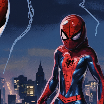 Image For Post | Two versions of Spiderman clinging to glossy buildings, night cityscape backdrop. spider man matching pfp designs pfp for discord. - [spider man matching pfp, aesthetic matching pfp ideas](https://hero.page/pfp/spider-man-matching-pfp-aesthetic-matching-pfp-ideas)