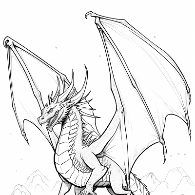Image For Post Flight of the Majestic Dragon - Printable Coloring Page