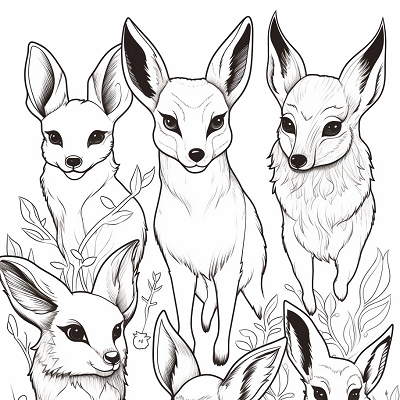 Image For Post | Stylish illustration of Eevee Evolutions; combination of abstract and artistic elements with detailed rendering. printable coloring page, black and white, free download - [Eevee Evolutions Coloring Pages: Adult, Kids, Pokemon Coloring](https://hero.page/coloring/eevee-evolutions-coloring-pages:-adult-kids-pokemon-coloring)