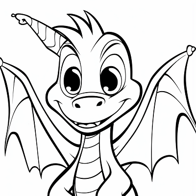 Image For Post Cartoon Dragon Soaring in the Skies - Printable Coloring Page