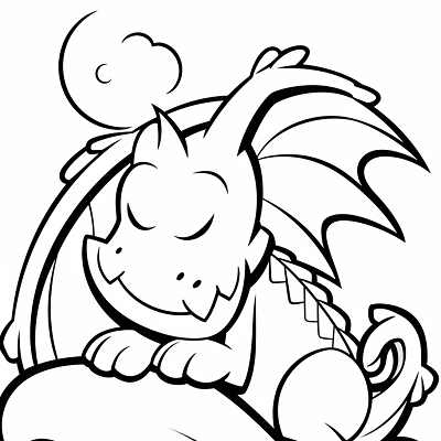 Image For Post | Dreaming dragon in a soothing pose; cartoon style with simple shapes and lines.printable coloring page, black and white, free download - [Dragon Coloring Page ](https://hero.page/coloring/dragon-coloring-page-printable-and-creative-designs)