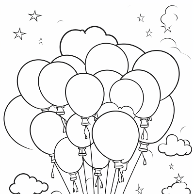Image For Post Rainbow Party with Balloons - Printable Coloring Page