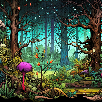 Image For Post Intricate Nature Sketch Forest Tapestry - Wallpaper