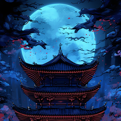 Image For Post Anime Shrine Scene Calm Night - Wallpaper