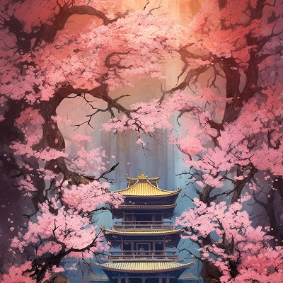 Image For Post Classic Anime Shrine Floral Tranquility - Wallpaper