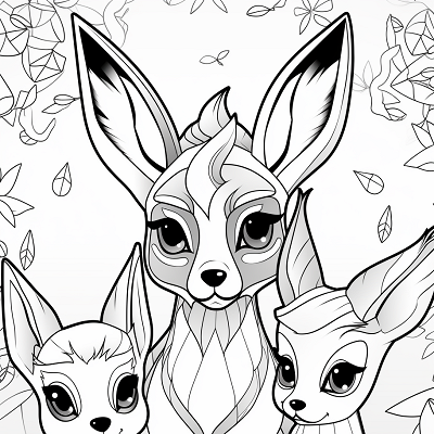 Image For Post | Depicts unity among Eevee and its evolved forms; bold outlines and clear forms. printable coloring page, black and white, free download - [Eevee Evolutions Coloring Sheet Pokemon Pages, Adult & Kids Fun](https://hero.page/coloring/eevee-evolutions-coloring-sheet-pokemon-pages-adult-and-kids-fun)