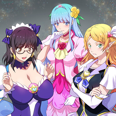 Image For Post | Sumika is cosplaying as Cure Selene, Mabel is cosplaying as Cure Grace, and Sui is cosplaying as Cure Fortune