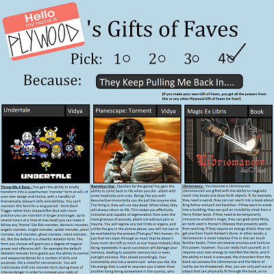 Image For Post Plywooddavid's Eleventh Gift Of Faves CYOA