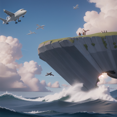Image For Post Anime, airplane, ocean, bird, success, storm, HD, 4K, AI Generated Art