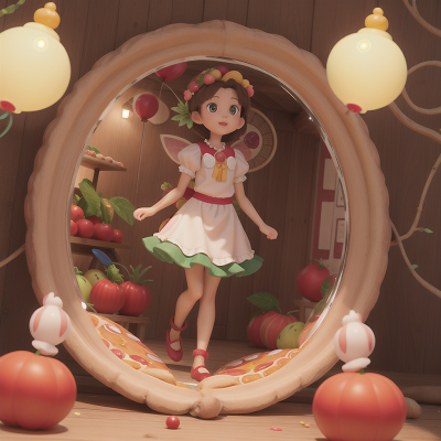 Image For Post Anime, fruit market, balloon, fairy dust, pizza, enchanted mirror, HD, 4K, AI Generated Art