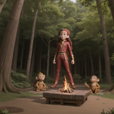 Image For Post Anime, vampire, fire, monkey, sphinx, forest, HD, 4K, AI Generated Art