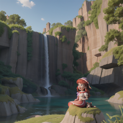 Image For Post Anime, park, witch, waterfall, mermaid, dog, HD, 4K, AI Generated Art